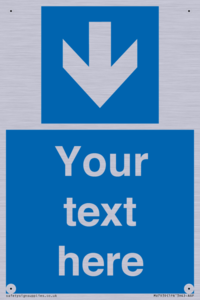 Custom Mandatory directional sign, blue arrow down